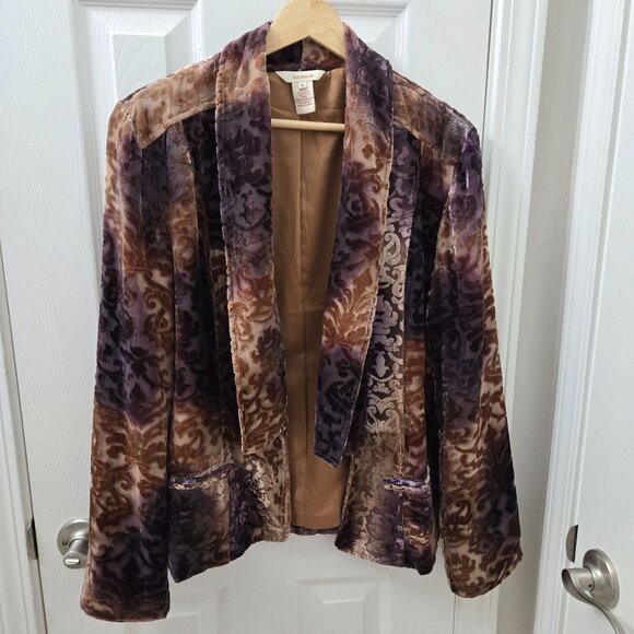 Sundance Blazer Womens 8 Firelight Silk blend Velvet Burnout Purple Brown Boho - Picture 1 of 10